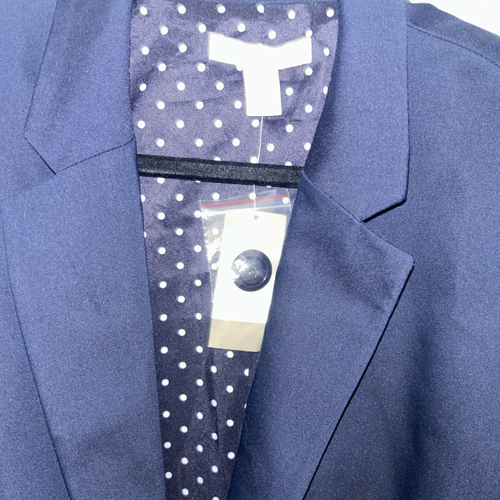 BLAZER - Chico's - Dark Blue (Ink) - Blue/White Polka Dot Lining- 2 (12/M) - NWT - Picture 2 of 4